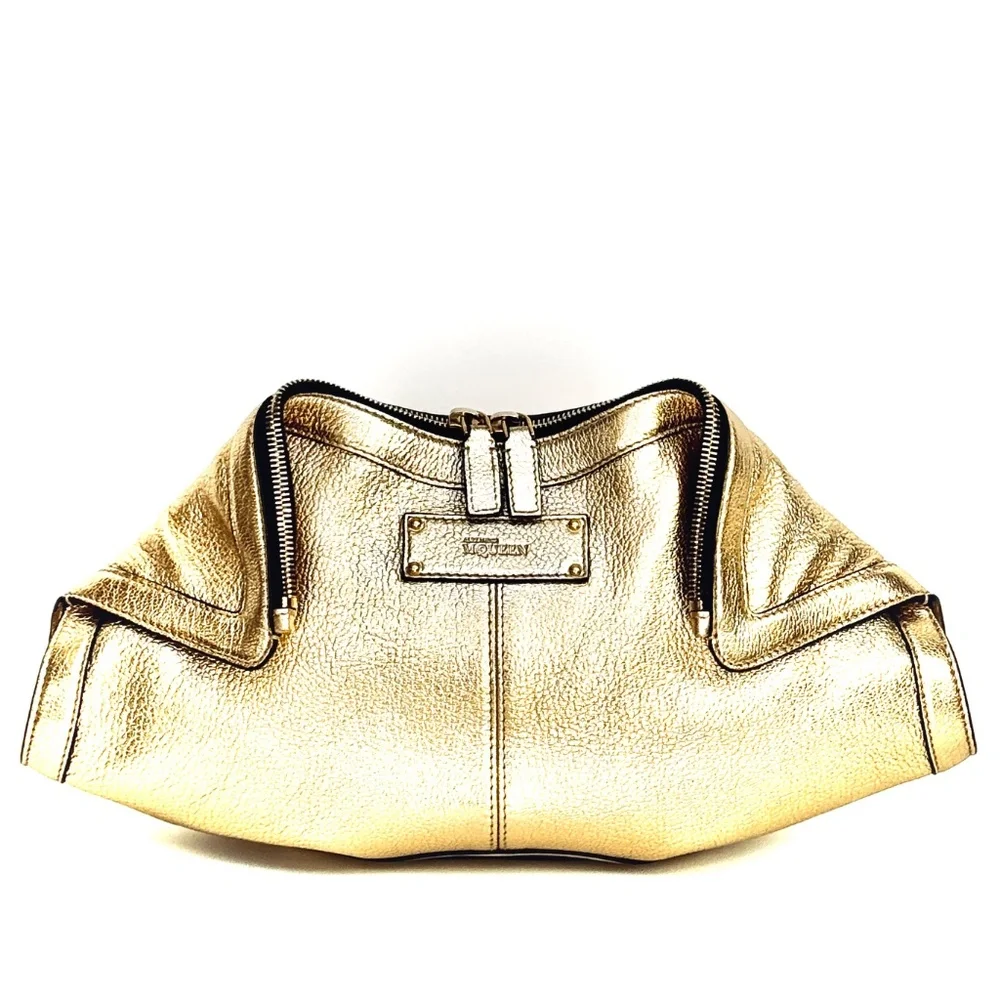 Alexander McQueen Metallic Lambskin Light Gold De Manta Clutch